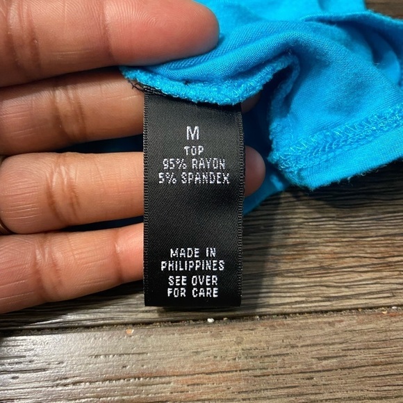 AGB Women's Size M Summer Smock Top, Tank Scoop Neck Turquoise. - Picture 8 of 9